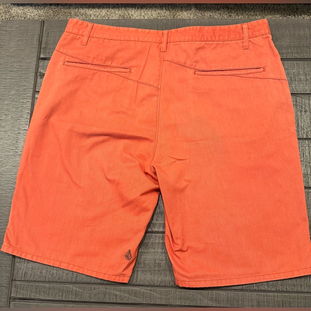 Volcom Men's Bright Coral Flat Front Shorts - Picture 2 of 5